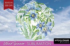 Tropical Flowers Wind Spinner Sublimation PNG - Floral Round Product Image 1