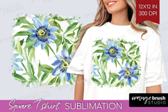 Tropical Flowers Square Tshirt Background - Floral PNG Product Image 1