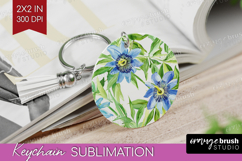 Tropical Flowers Keychain PNG - Floral Keychain Sublimation Product Image 1