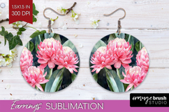 Tropical Flowers Round Earrings - Floral PNG Sublimation Product Image 1