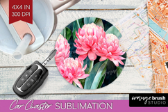 Tropical Flowers Car Coaster - Floral Coaster PNG Product Image 1