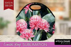 Tropical Flowers Lunch Bag - Floral Lunch Bug PNG Product Image 1