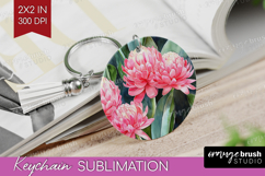 Tropical Flowers Keychain PNG - Floral Keychain Sublimation Product Image 1
