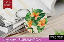 Tropical Flowers Keychain PNG - Floral Keychain Sublimation Product Image 1