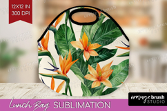 Tropical Flowers Lunch Bag - Floral Lunch Bug PNG Product Image 1