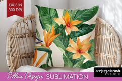 Tropical Flowers Pillow Sublimation - Floral Pillow Cover Product Image 1