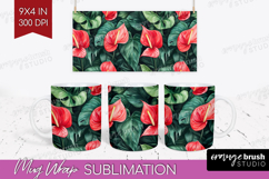 Tropical Flowers Mug Wrap - Floral Mug PNG Sublimation Product Image 1