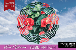 Tropical Flowers Wind Spinner Sublimation PNG - Floral Round Product Image 1