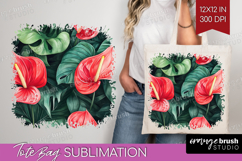 Tropical Flowers Tote Bag - Floral Tote Bag PNG Sublimation Product Image 1