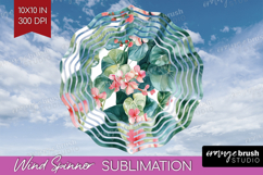 Tropical Flowers Wind Spinner Sublimation PNG - Floral Round Product Image 1