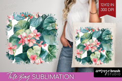 Tropical Flowers Tote Bag - Floral Tote Bag PNG Sublimation Product Image 1