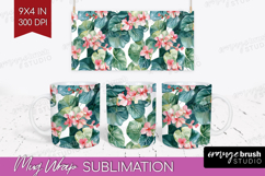 Tropical Flowers Mug Wrap - Floral Mug PNG Sublimation Product Image 1