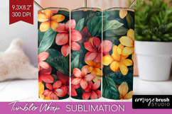 Tropical Flowers Tumbler Wrap - Floral Tumbler PNG Product Image 1
