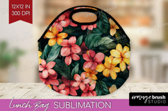 Tropical Flowers Lunch Bag - Floral Lunch Bug PNG Product Image 1