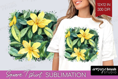 Tropical Flowers Square Tshirt Background - Floral PNG Product Image 1