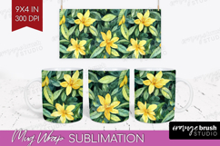 Tropical Flowers Mug Wrap - Floral Mug PNG Sublimation Product Image 1