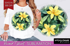 Tropical Flowers Round Tshirt Background - Floral PNG Product Image 1