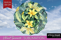 Tropical Flowers Wind Spinner Sublimation PNG - Floral Round Product Image 1