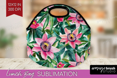 Tropical Flowers Lunch Bag - Floral Lunch Bug PNG Product Image 1