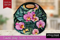 Tropical Flowers Lunch Bag - Floral Lunch Bug PNG Product Image 1