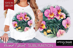 Tropical Flowers Round Tshirt Background - Floral PNG Product Image 1