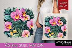 Tropical Flowers Tote Bag - Floral Tote Bag PNG Sublimation Product Image 1
