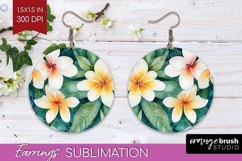 Tropical Flowers Round Earrings - Floral PNG Sublimation Product Image 1