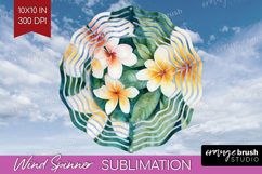 Tropical Flowers Wind Spinner Sublimation PNG - Floral Round Product Image 1