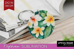 Tropical Flowers Keychain PNG - Floral Keychain Sublimation Product Image 1