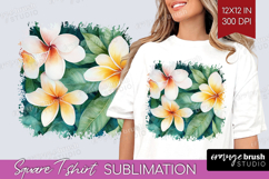 Tropical Flowers Square Tshirt Background - Floral PNG Product Image 1