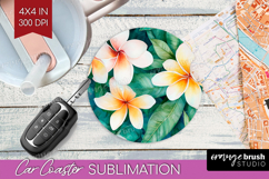 Tropical Flowers Car Coaster - Floral Coaster PNG Product Image 1