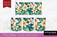 Tropical Flowers Mug Wrap - Floral Mug PNG Sublimation Product Image 1
