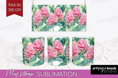 Tropical Flowers Mug Wrap - Floral Mug PNG Sublimation Product Image 1