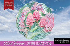 Tropical Flowers Wind Spinner Sublimation PNG - Floral Round Product Image 1