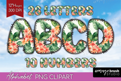 Tropical Flowers Doodle Aphabet Clipart - Summer Letters PNG Product Image 1