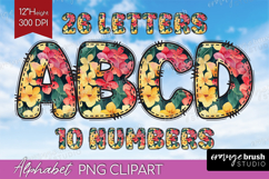 Tropical Flowers Doodle Aphabet Clipart - Summer Letters PNG Product Image 1