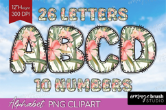 Tropical Flowers Doodle Aphabet Clipart - Summer Letters PNG Product Image 1