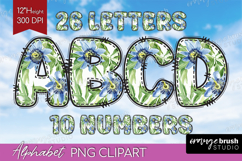 Tropical Flowers Doodle Aphabet Clipart - Summer Letters PNG Product Image 1