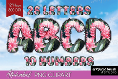 Tropical Flowers Doodle Aphabet Clipart - Summer Letters PNG Product Image 1