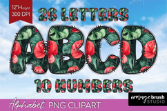 Tropical Flowers Doodle Aphabet Clipart - Summer Letters PNG Product Image 1