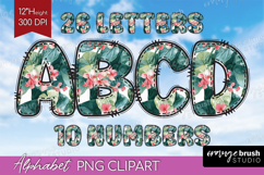 Tropical Flowers Doodle Aphabet Clipart - Summer Letters PNG Product Image 1