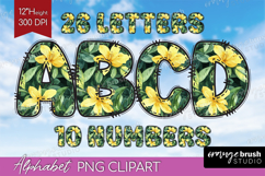 Tropical Flowers Doodle Aphabet Clipart - Summer Letters PNG Product Image 1