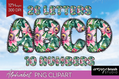 Tropical Flowers Doodle Aphabet Clipart - Summer Letters PNG Product Image 1