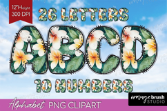 Tropical Flowers Doodle Aphabet Clipart - Summer Letters PNG Product Image 1