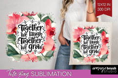 Family Quote Tote Bag - Summer Flowers Tote Bag PNG Product Image 1