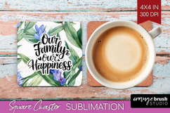 Family Quote Square Coaster - Summer Flowers Coaster PNG Product Image 1