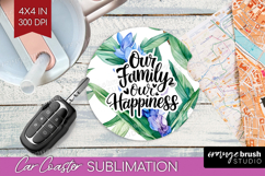 Family Quote Car Coaster - Summer Flowers Coaster PNG Product Image 1