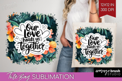 Family Quote Tote Bag - Summer Flowers Tote Bag PNG Product Image 1