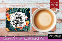 Family Quote Square Coaster - Summer Flowers Coaster PNG Product Image 1