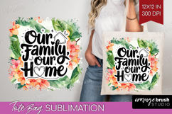 Family Quote Tote Bag - Summer Flowers Tote Bag PNG Product Image 1